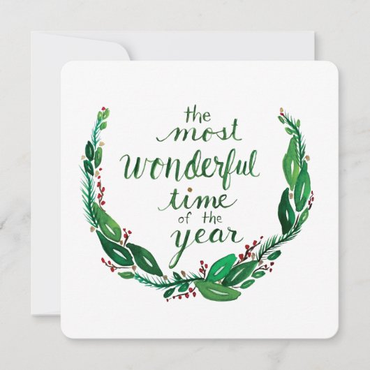 Watercolor Kerstkaart - Vierkant (Voorkant)