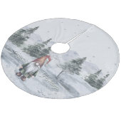 Watercolor Kerstkabouter Fleece Kerstboom Rok (Gekanteld)