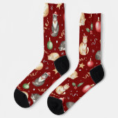Watercolor Kerstkatten en Ornament Sokken (Links)
