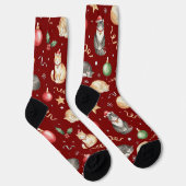 Watercolor Kerstkatten en Ornament Sokken (Rechts)