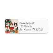 Watercolor Kerstkatten Retouradres Etiket (Voorkant)