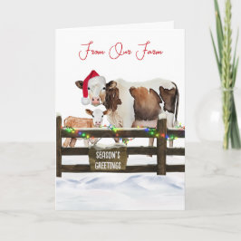 Watercolor Kerstkoeien Met Sinterklaashoed Feestdagen Kaart