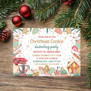 Watercolor Kerstkoek Decoratie Feestje Kaart