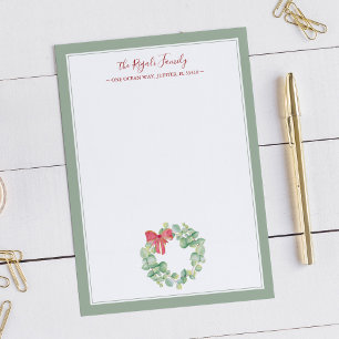 Watercolor Kerstkrans Bedankkaart Notitiekaartje