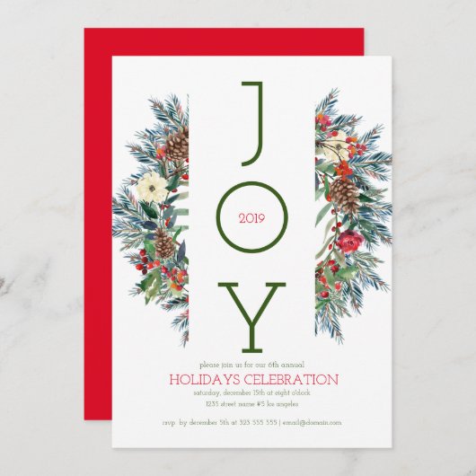 Watercolor kerstkrans feestdagenkaart (Voorkant / Achterkant)