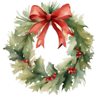 Watercolor Kerstkrans  Feestdagenkaart