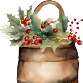 Watercolor Kerstkrans Feestdagenkaart