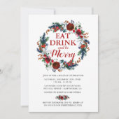 Watercolor Kerstkrans Kerstfeest Feestje Kaart (Voorkant)