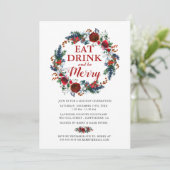 Watercolor Kerstkrans Kerstfeest Feestje Kaart (Staand voorkant)