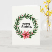 Watercolor Kerstkrans Kerstkaart Kaart (Gele Bloem)