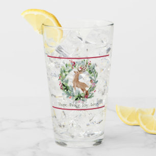 Watercolor kerstkrans met herten op maat Holid Glas