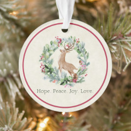 Watercolor kerstkrans met herten op maat  ornament
