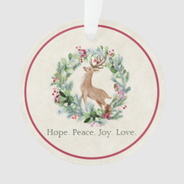 Watercolor kerstkrans met herten op maat  ornament