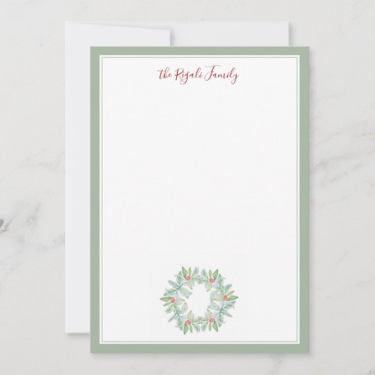 Watercolor Kerstkrans Notecards Notitiekaartje (Voorkant)