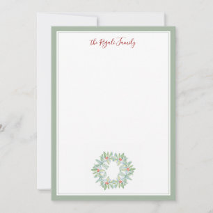 Watercolor Kerstkrans Notitiekaarten Notitiekaartje