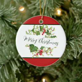 Watercolor Kerstkrans op maat Holiday  Keramisch Ornament