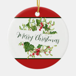Watercolor Kerstkrans op maat Holiday  Keramisch Ornament