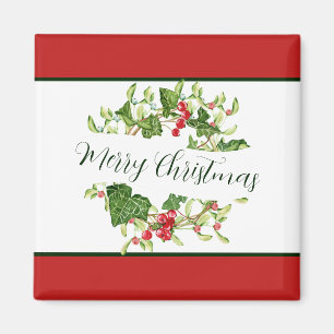 Watercolor Kerstkrans op maat Holiday Magneet