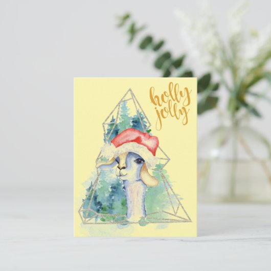 Watercolor Kerstlama - Kerstkaart (Staand voorkant)
