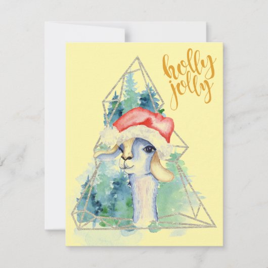 Watercolor Kerstlama - Kerstkaart (Voorkant)