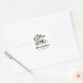 Watercolor Kerstlantaarn Ronde Sticker (Envelop)