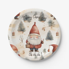 Watercolor Kerstman 2 - Papieren bord