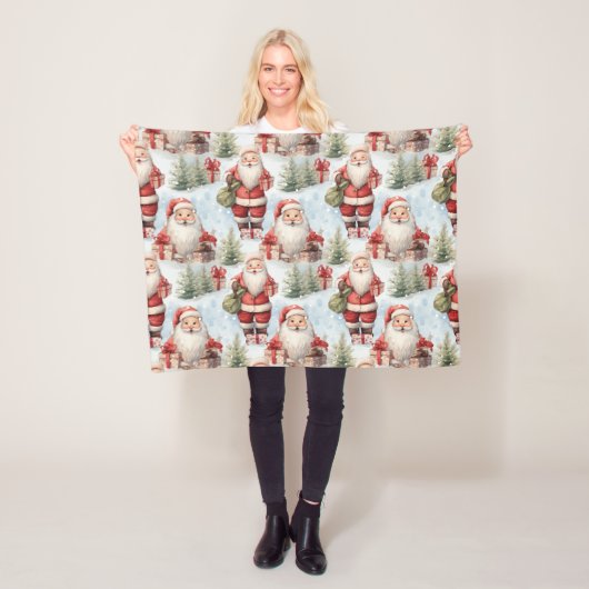 Watercolor Kerstman 3 -  Fleece Deken (In situ)