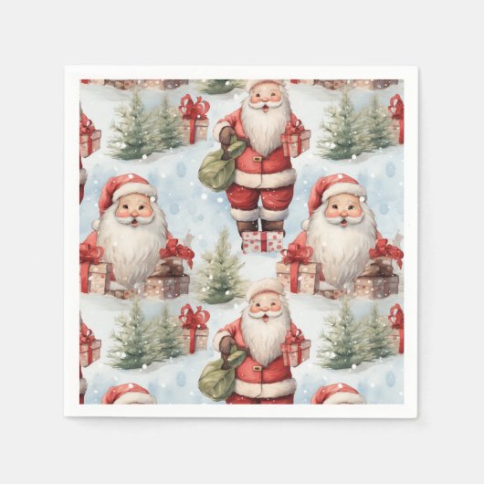 Watercolor Kerstman 3 - Papier Servet (Voorkant)