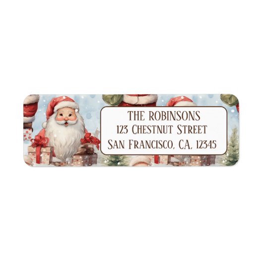 Watercolor Kerstman 3- retouradres Etiket (Voorkant)