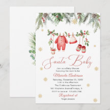 Watercolor Kerstman Baby Winter  Baby Shower aanst
