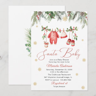 Watercolor Kerstman Baby Winter Baby Shower aanst Kaart