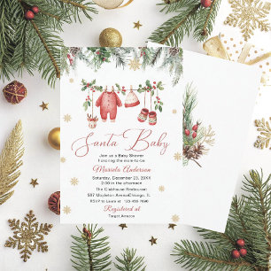 Watercolor Kerstman Baby Winter Baby Shower aanst Kaart