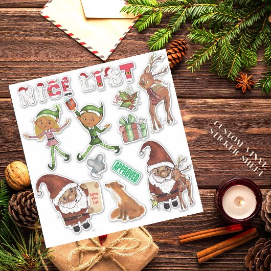 Watercolor Kerstman Elfjes Kerst Maatwerk Knipwerk Sticker