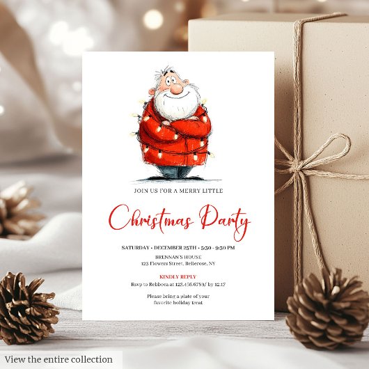 Watercolor Kerstman Grappige Bewerkbare Kerstfeest Kaart