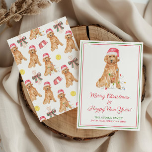 Watercolor Kerstman Hond Feestdagenkaart