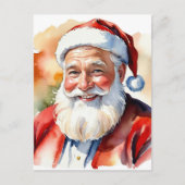 Watercolor Kerstman Kerstbeeld Briefkaart (Voorkant)