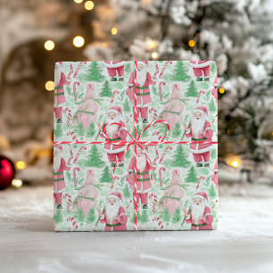 Watercolor Kerstman Patroon Vakantie Cadeaupapier
