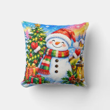 Watercolor Kerstman Sneeuwman Feest