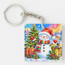 Watercolor Kerstman Sneeuwman Feest
