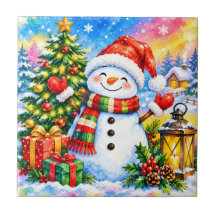 Watercolor Kerstman Sneeuwman Feest