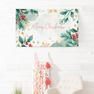 Watercolor Kerstmis Banner – Bladeren