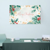 Watercolor Kerstmis Banner – Bladeren (Beurs)