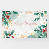 Watercolor Kerstmis Banner – Bladeren (Horizontaal)