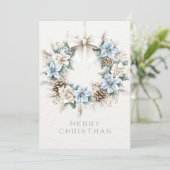 Watercolor Kerstmis Dennenkegel Krans Feestdagenkaart (Staand voorkant)