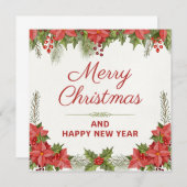 Watercolor Kerstmis en Gelukkig Nieuwjaar (Voorkant / Achterkant)