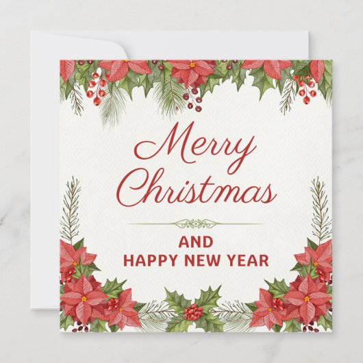 Watercolor Kerstmis en Gelukkig Nieuwjaar (Voorkant)