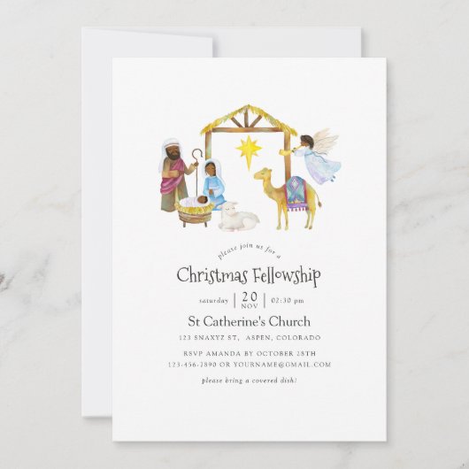 Watercolor Kerstmis Kerstfeest Kaart (Voorkant)