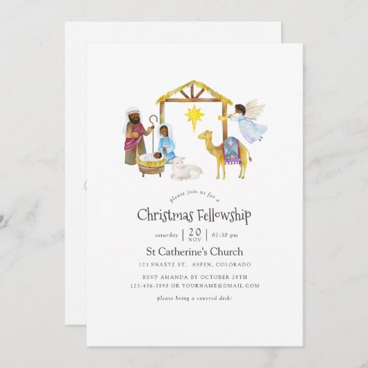 Watercolor Kerstmis Kerstfeest Kaart (Voorkant / Achterkant)