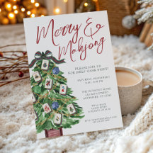 Watercolor Kerstmis & Mahjong Kerstboom Feest