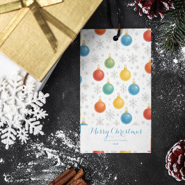 Watercolor Kerstornamenten & Sneeuwvlokken -  Cadeaulabel